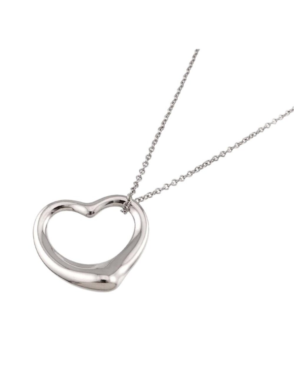 Tiffany & Co Open Heart Necklace Width Sterling Silver
